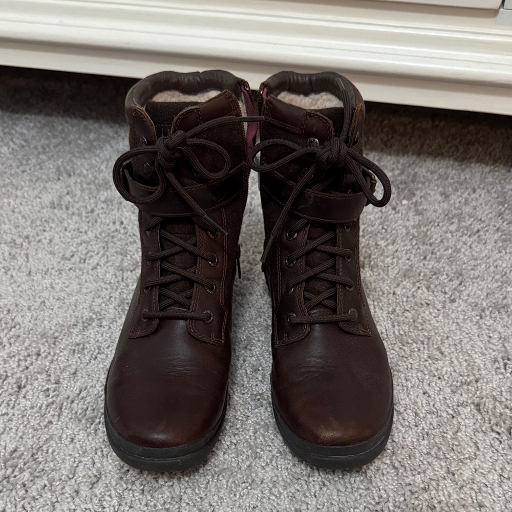 UGG Dark Brown Lace-Up Boots